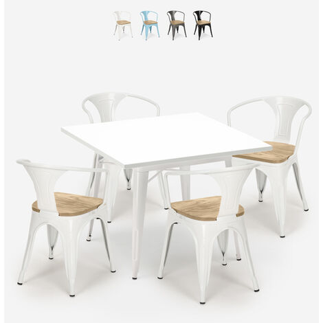 Conjunto de mesa de cocina extensible con 4 sillas PARIS WHITE