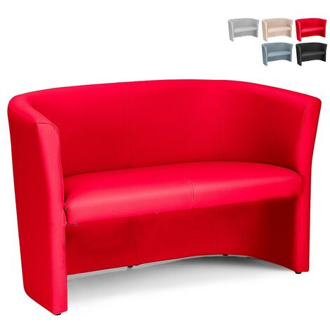 Sofá para sala de espera 2 plazas diseño polipiel oficina salón Tabby  Color: Rojo