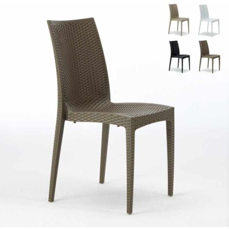 Silla de comedor en ratán apilable Bistrot Grand Soleil - Marrón