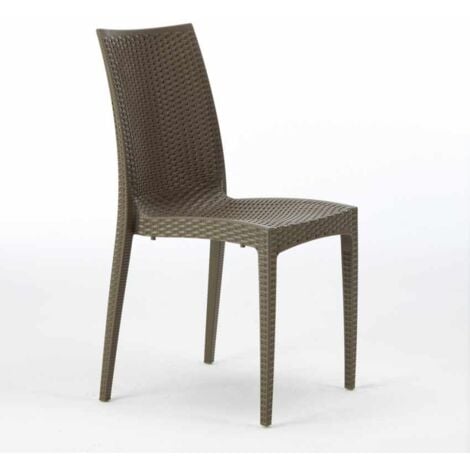 Silla de comedor en ratán apilable Bistrot Grand Soleil - Marrón