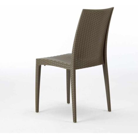 Silla de comedor en ratán apilable Bistrot Grand Soleil - Marrón