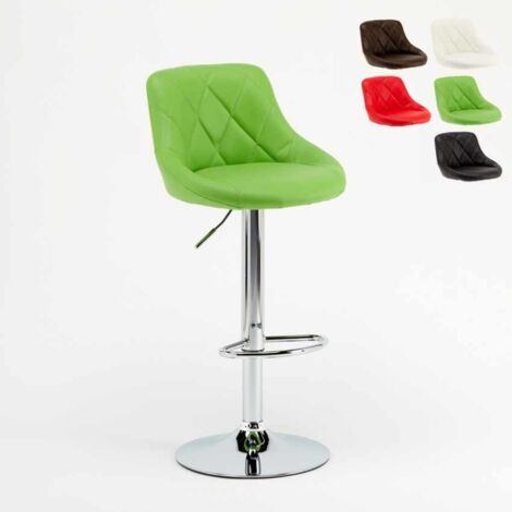 Taburete de bar cocina alto fijo giratorio ajustable respaldo Philadelphia - Verde
