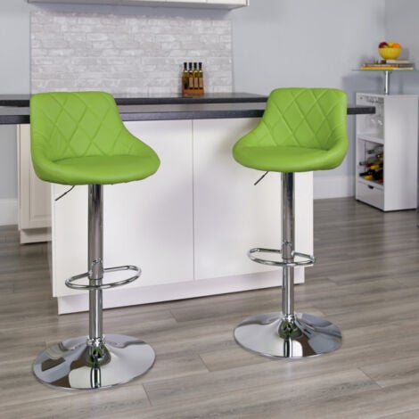 Taburete de bar cocina alto fijo giratorio ajustable respaldo Philadelphia - Verde