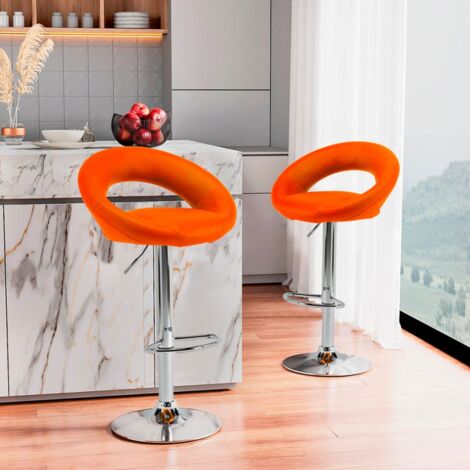 Taburete de cocina alto, giratorio y regulable con Reposapiés Chicago - Naranja