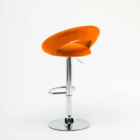 Taburete de cocina alto, giratorio y regulable con Reposapiés Chicago - Naranja
