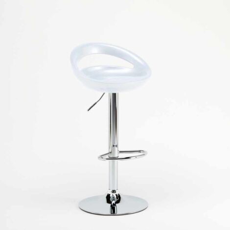 Taburete de bar para cocina alto giratorio fijo ajustable y con reposapiés modelo Hollywood - Blanco