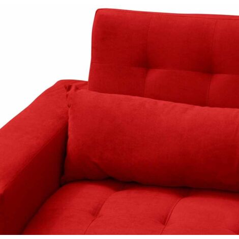 Sofá cama de matrimonio 2-3 plazas con respaldo reclinable y cojines Quarzo Pronto Letto - Rojo