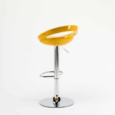 Taburete de bar para cocina alto giratorio fijo ajustable y con reposapiés modelo Hollywood - Amarillo