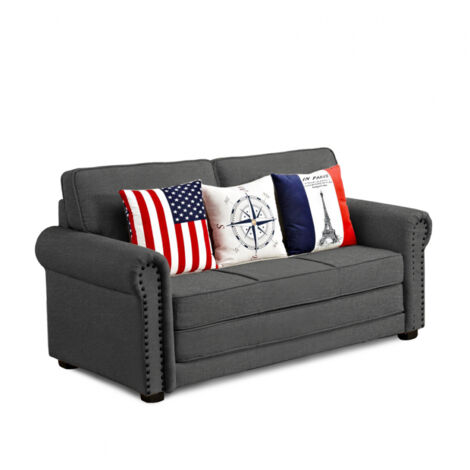 Sofá Cama Mirano Con Pillow Tela Gris MUEBLES ONLINE