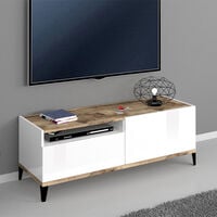 Fergus mueble de TV pared salón moderno 220 x 43 cm blanco brillante