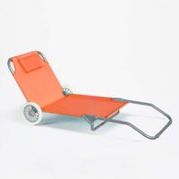 Silla de Playa Tumbona plegable portátil con ruedas piscina Banana |  Naranja - 4