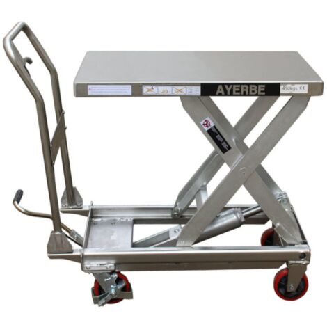 AYERBE - 583920 - Mesa hidráulica Inoxidable accionamiento manual capacidad 450 kilos - AY-450-MH INOX (1/3)