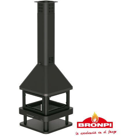 BRICOSOL CHIMENA DE LEÑA METÁLICA 4 CARAS BRONPI MODELO HUELVA