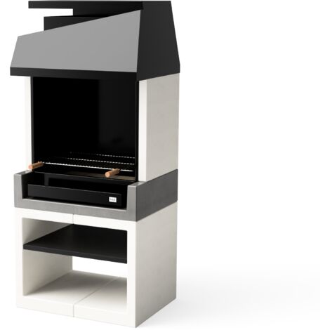 TUOZI - Barbacoa de Obra para Leña y Carbón Modelo KITAWAY OTTE (Gris/Blanco - 84 x 63 x 192 cm) REF: T00527 - Uso en Exteriores