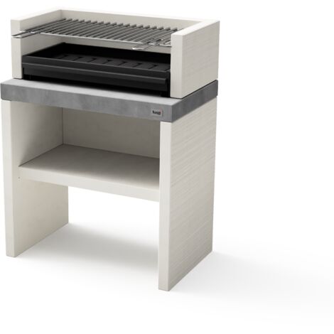 TUOZI - Barbacoa de Obra para Carbón Modelo PLAN 1 PLUS (Gris/Blanco - 78 x 47 x 102 cm) REF: 8025/1 - Uso en Exteriores