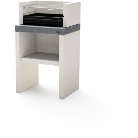 TUOZI - Barbacoa de Obra para Carbón Modelo PLAN 0 (Gris/Blanco - 59 x 47 x 102 cm) REF: 8020 - Uso en Exteriores