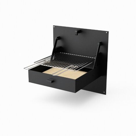 TUOZI - Barbacoa de Obra para Leña y Carbón Modelo PARED iBBQ (Negro - 58,5 x 57 x 11 cm) REF: 4200 - Uso en Exteriores