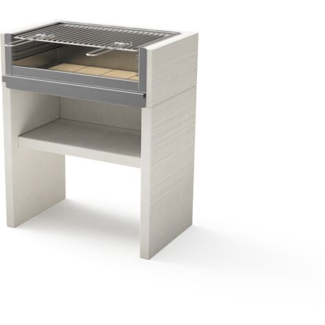 TUOZI - Barbacoa de Obra para Leña y Carbón Modelo VENIT FLEX Plus Inox (Gris/Blanco - 78 x 47 x 95 cm) REF: T00671 - Uso en Exteriores