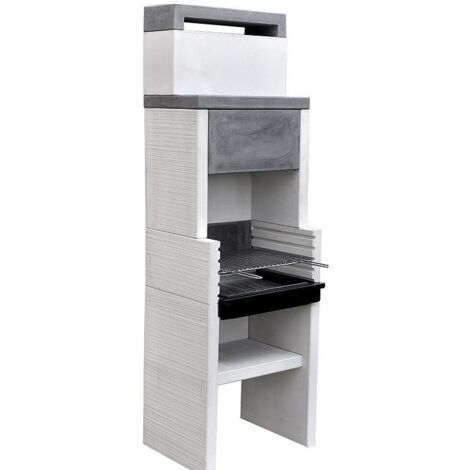 TUOZI - Barbacoa de Obra para Carbón Modelo VENIT flex hotte (Gris/Blanco - 59 x 47 x 185 cm) REF: 4410 - Uso en Exteriores