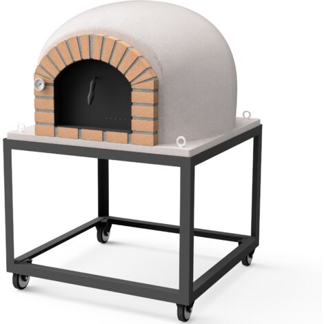 MOVELAR - Horno de Leña Exterior de Obra STROMBOLI (Blanco - 100 x 100 x 157 cm) – Horno de leña en hormigón aislado con corcho, ideal para cocinar al fuego en exteriores - REF: M00100