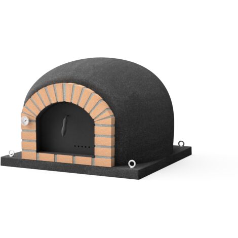 MOVELAR - Horno de Leña Exterior de Obra STROMBOLI (Negro - 80 x 80 x 72 cm) – Horno exterior de obra, cocción al fuego de leña, aislado con corcho, 3 mantas cerámicas - REF: 7017/1
