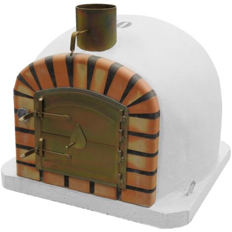 MOVELAR - Horno de Leña Exterior de Obra VULCANO Blanco 80x80x63 cm Sin Aislamiento Horno de Obra para Jardín, Terraza o Patio - REF: 7001/1