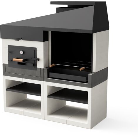 TUOZI - Cocina de Exterior Kitaway Otte con Barbacoa + Horno de Leña - 168 x 63 x 192 cm - Horno de obra para exterior, ideal para cocinar con leña en terrazas y jardines - REF: T00538