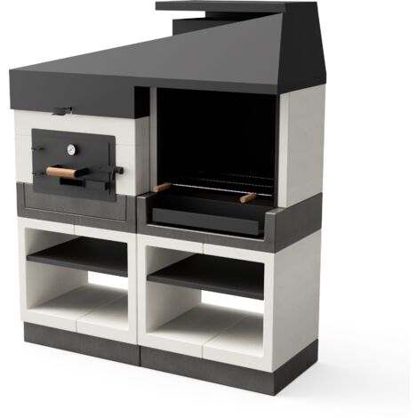 TUOZI - Cocina de Exterior Kitaway Otte con Barbacoa + Horno de Leña - 168 x 63 x 206 cm - Horno de leña exterior de obra, perfecto para asados, pan y pizza al aire libre - REF: T00584