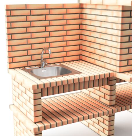 Movelar Liz Plus XL Grill – Outdoor-Küche Mit Spüle & Wasserhahn, Für Holz/Kohle, In Grau/Orange
