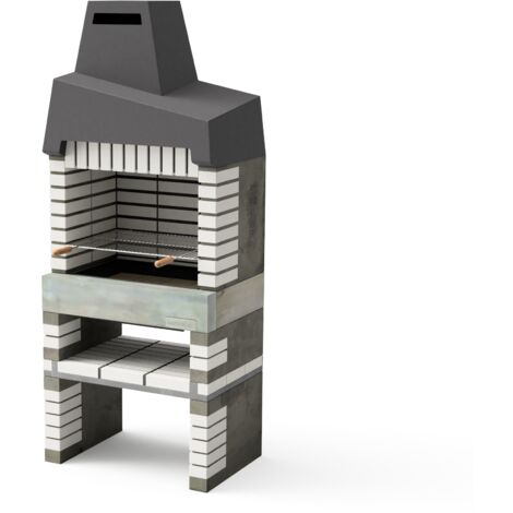 MOVELAR - Barbacoa de Obra Prefabricada de Leña y Carbón Modelo California Plus (Gris Beige - 86,5 x 58 x 215 cm) REF: 8890 - Cocina de Exterior con Chimenea para Jardín y Terraza
