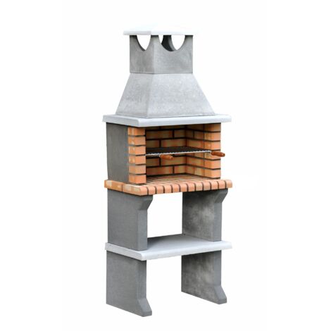 MOVELAR - Barbacoa de Obra Prefabricada de Leña y Carbón Modelo Luna XL (Gris, Naranja - 73 x 47 x 190 cm) REF: 3540 - Cocina de Exterior Compacta para Jardín, Terraza o Patio
