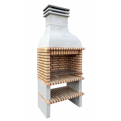 MOVELAR - Barbacoa de Obra Prefabricada de Leña y Carbón Modelo Paellero Saler (Gris, Naranja - 178 x 70 x 255 cm) REF: 3910 - Cocina de Exterior para Jardín o Patio