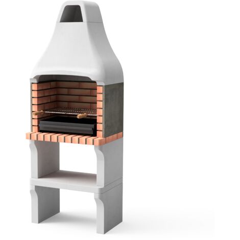 MOVELAR - Barbacoa de Obra Prefabricada de Leña y Carbón Modelo New Iberia Plus XL (Gris, Naranja - 69 x 47 x 190 cm) REF: M00012 - Cocina de Exterior para Jardín o Patio (1/2)