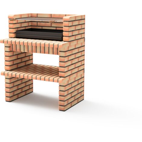 MOVELAR - Barbacoa de Obra Prefabricada de Leña y Carbón Modelo Luxor Short (Gris, Naranja - 93 x 70 x 120 cm) REF: 3518 - Cocina de Exterior Compacta con Parrilla Grande para Jardín o Terraza (1/3)