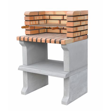 MOVELAR - Barbacoa de Obra Prefabricada de Leña y Carbón Modelo Sines Short (Gris, Naranja - 72,5 x 58 x 114 cm) REF: 3517 - Cocina de Exterior para Jardín o Patio