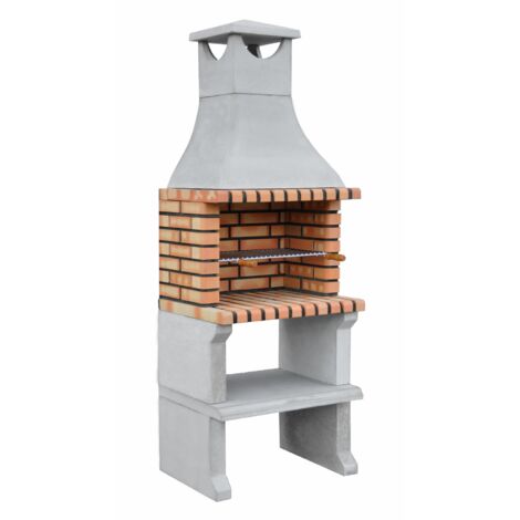MOVELAR - Barbacoa de Obra Prefabricada de Leña y Carbón Modelo Nápoles XL (Gris, Naranja - 76 x 58 x 207 cm) REF: 3610/2 - Cocina de Exterior Compacta para Jardín, Terraza o Patio