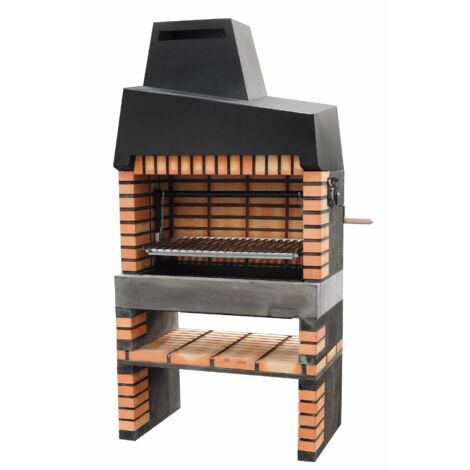 MOVELAR - Barbacoa de Obra Prefabricada de Leña y Carbón Modelo California Plus XL (Gris, Naranja - 110 x 64 x 225 cm) REF: M00136 - Cocina de Exterior con Parrilla Inox para Jardín y Terraza