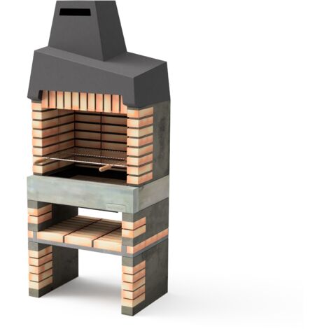 MOVELAR - Barbacoa de Obra Prefabricada de Leña y Carbón Modelo California Plus (Gris, Naranja - 86,5 x 58 x 215 cm) REF: 8890/2 - Cocina de Exterior con Chimenea para Jardín y Terraza