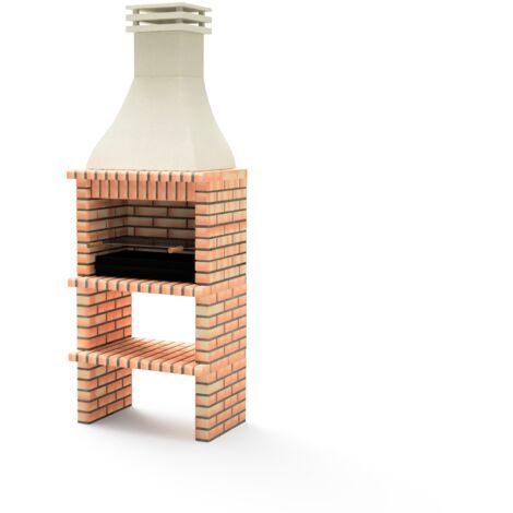 MOVELAR - Barbacoa de Obra Prefabricada para Leña y Carbón Modelo KHIVA PLUS con Parrilla (Naranja/Beige - 86,5 x 58 x 246 cm) REF: M01021 - Uso en Exteriores