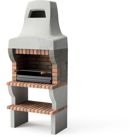 MOVELAR - Barbacoa de Obra Prefabricada para Leña y Carbón Modelo PALERMO BARBACOA (Gris / Terracota - 86,5 x 58 x 220 cm) REF: M00857 - Uso en Exteriores