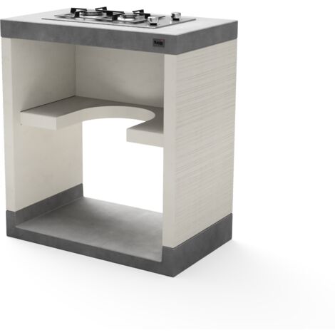 TUOZI - Módulo Stand PLAN/VENIT Gas 78 para Barbacoa de Obra Prefabricada (Blanco, Gris - 78 x 47 x 47 cm) - Uso en Exteriores