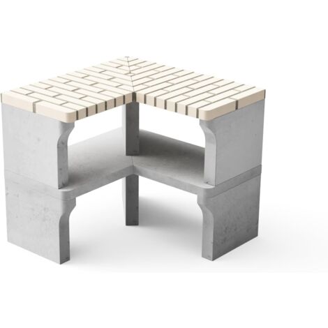 MOVELAR - Nuevo módulo Iberia Corner para Barbacoa de Obra Prefabricada (Beige, Gris - 90 x 46 x 46 cm) - Uso en Exteriores