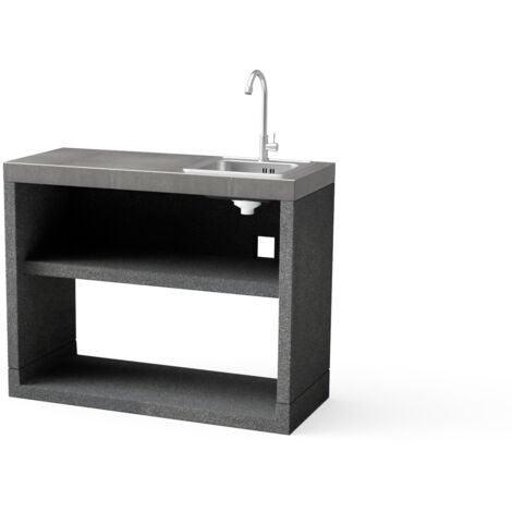 TUOZI - Módulo de pie para lavabo y grifería BLACK VENIT 110 para Barbacoa de Obra Prefabricada (Gris oscuro - 110 x 47 x 47 cm) - Uso en Exteriores