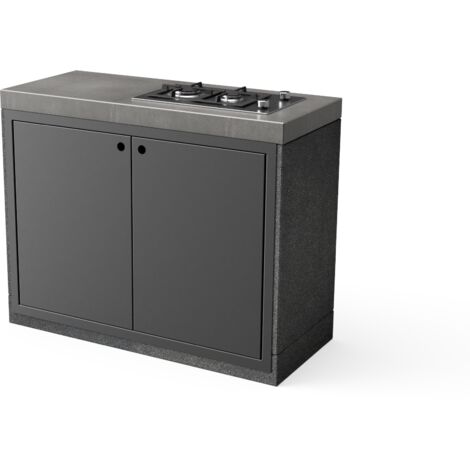 TUOZI - Módulo Stand VENIT Gas 110 NEGRO CON PUERTA para Barbacoa de Obra Prefabricada (Gris oscuro - 110 x 47 x 47 cm) - Uso en Exteriores