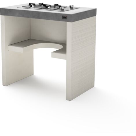 TUOZI - Módulo Stand PLAN/VENIT Gas 78 para Barbacoa de Obra Prefabricada (Blanco, Gris - 78 x 47 x 47 cm) - Uso en Exteriores