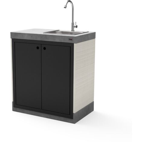 TUOZI - Módulo Stand PLAN/VENIT 1 Fregadero y Grifería para Barbacoa de Obra Prefabricada (Blanco, gris, negro - 78 x 47 x 47 cm) - Uso en Exteriores