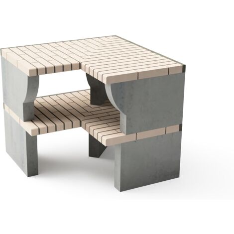 MOVELAR - Rincón Bailén Plus para Barbacoa de Obra Prefabricada (Beige, Gris - 95 x 58 x 58 cm) - Uso en Exteriores
