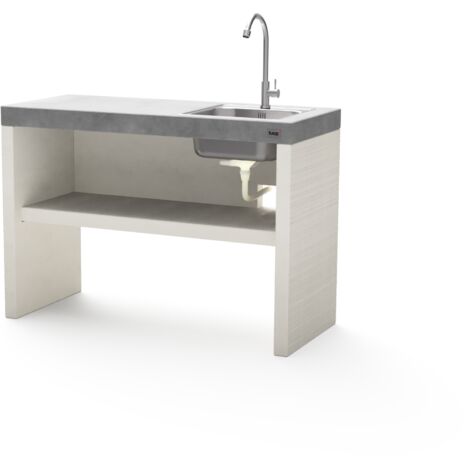 TUOZI - Módulo Stand PLAN/VENIT 2 lavabo/grifo para Barbacoa de Obra Prefabricada (Blanco, Gris - 110 x 47 x 47 cm) - Uso en Exteriores
