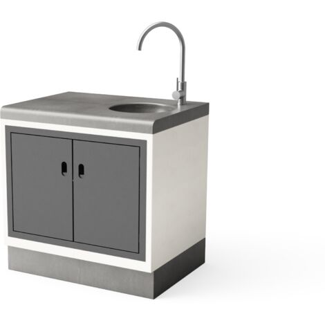 TUOZI - MODULO KITAWAY FREGADERO + DOBLE PUERTA para Barbacoa de Obra Prefabricada ( - 84 x 63 x 63 cm) - Uso en Exteriores