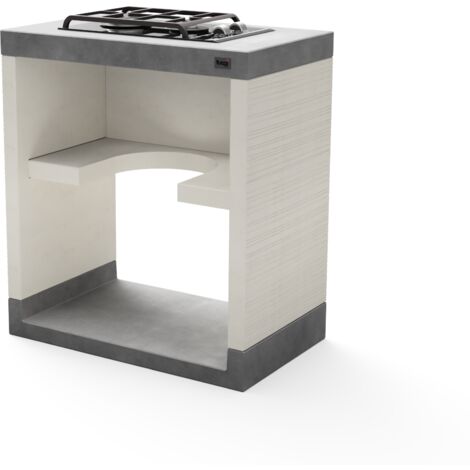 TUOZI - Módulo Stand PLAN/VENIT Gas 78 para Barbacoa de Obra Prefabricada (Blanco, Gris - 78 x 47 x 47 cm) - Uso en Exteriores